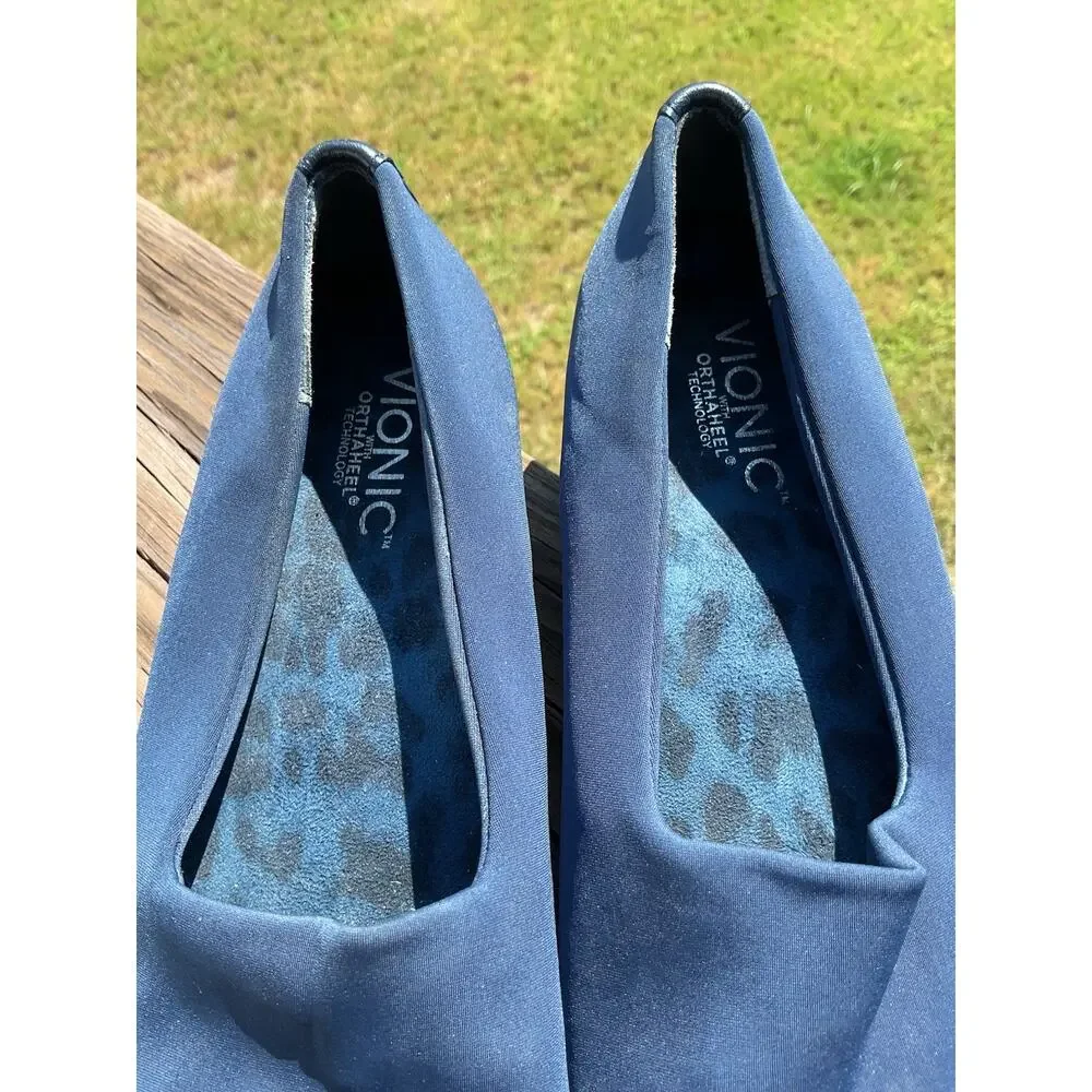 Vionic Orthaheel Techo 8M Navy Blue Treat Powell Slip On Stretch Fabric Shoes